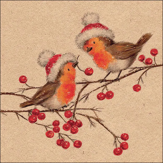 NEU! Recycled Christmas Robins natur