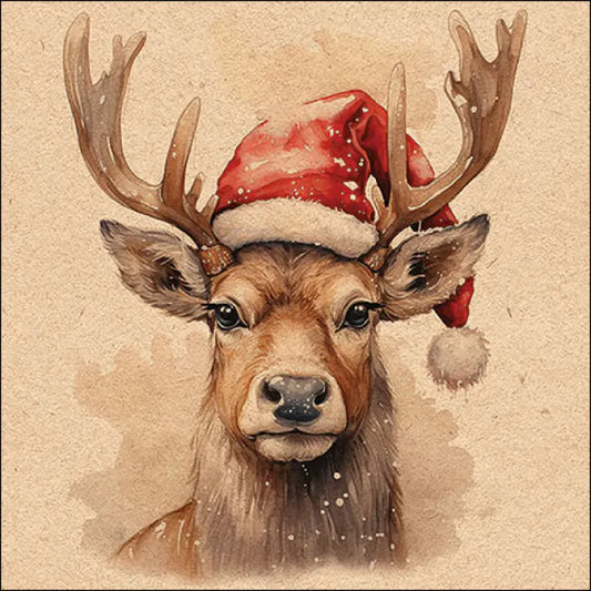 NEU! Recycled Deer with Santa hat natur